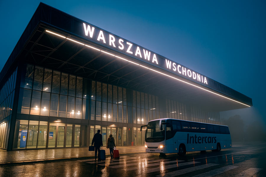 Автовокзал Wschodnia в Варшаве (Lubelska) — перроны под навесом