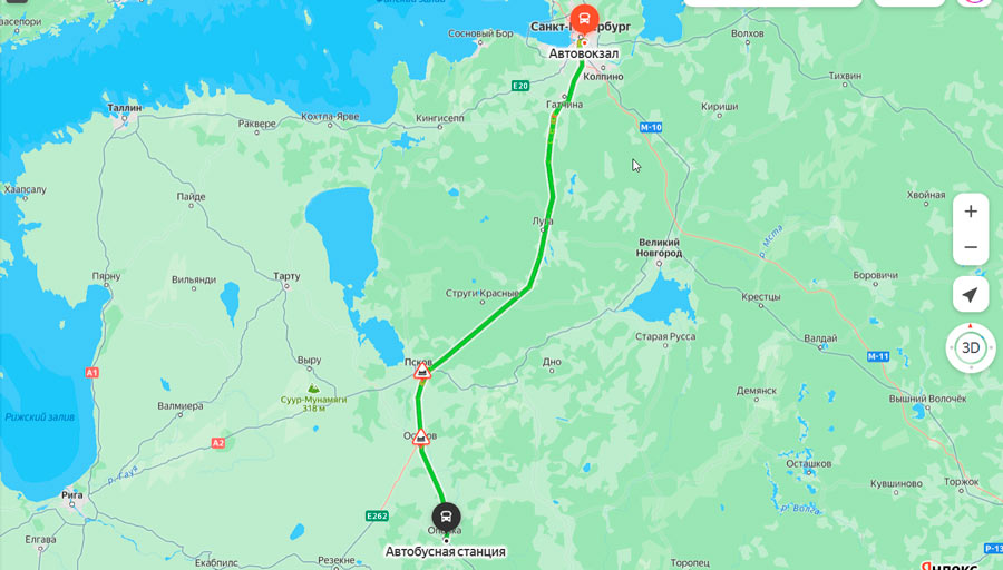 Санкт-Петербург - Опочка карта