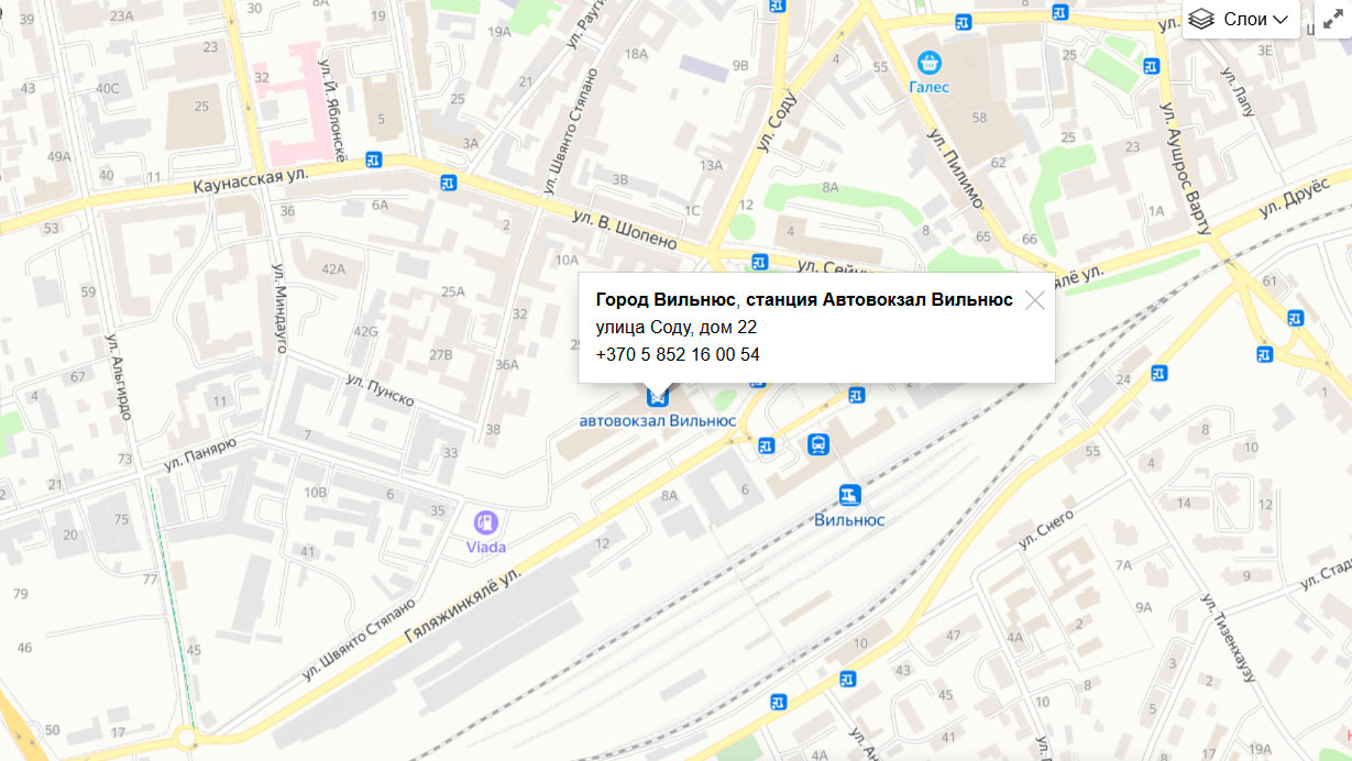 Карта: Вильнюсский автовокзал