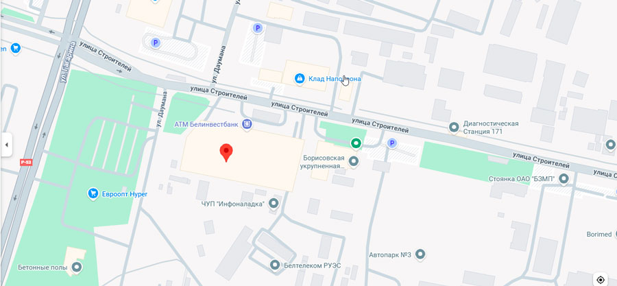 Карта: автовокзал Борисова на улице Строителей, 35