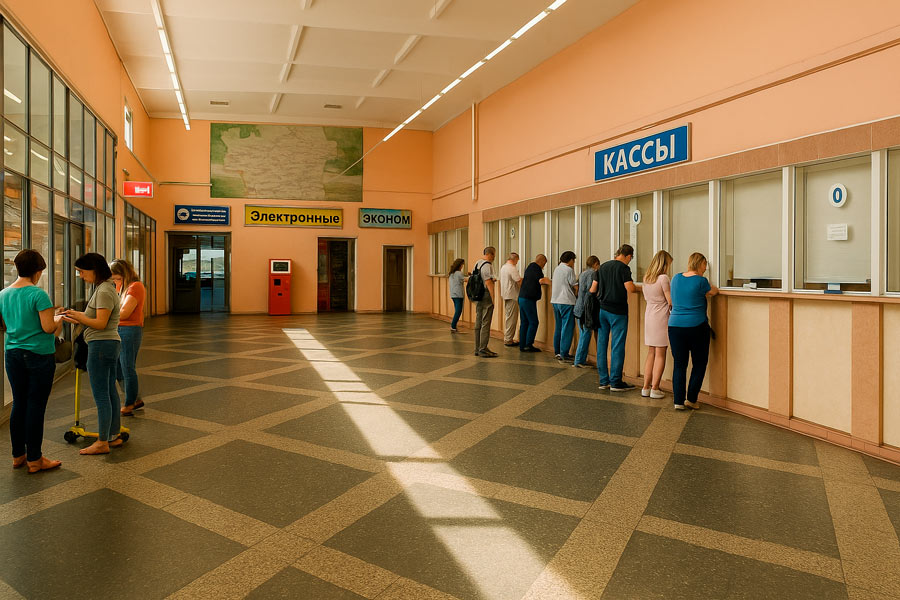 Зал ожидания и кассы автовокзала Гомель