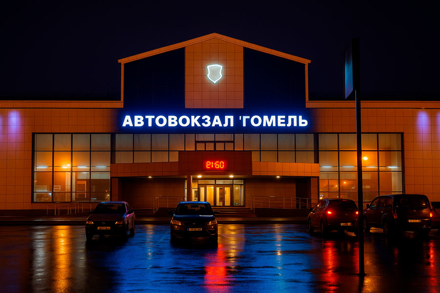 Автовокзал Гомель — главный вход, ул. Курчатова, 1 (дневной вид)