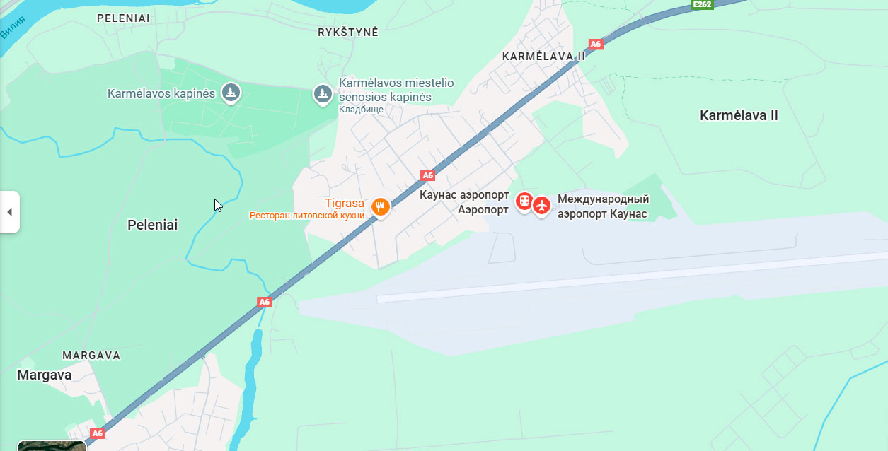 Карта Аэропорта Каунаса и автобусной остановки