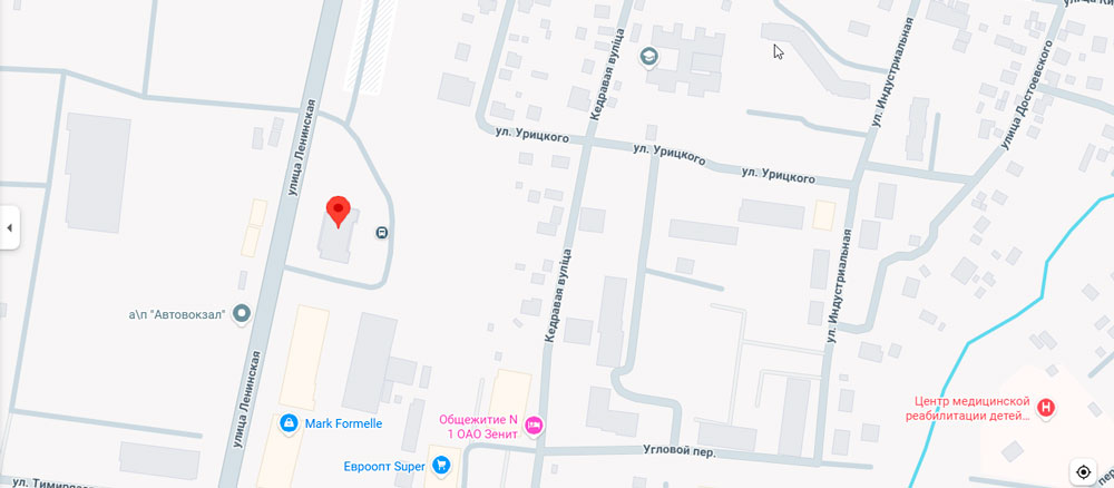 Карта расположения автовокзала Могилёва