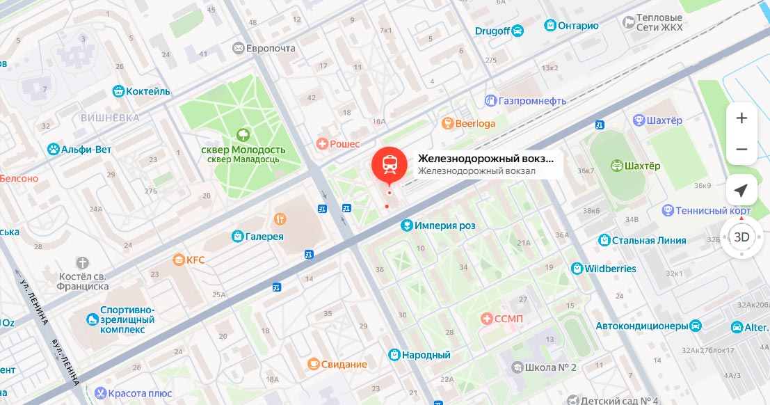 Автовокзал Солигорск на карте