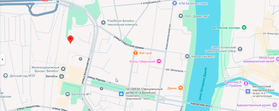 Автовокзал Витебска на карте