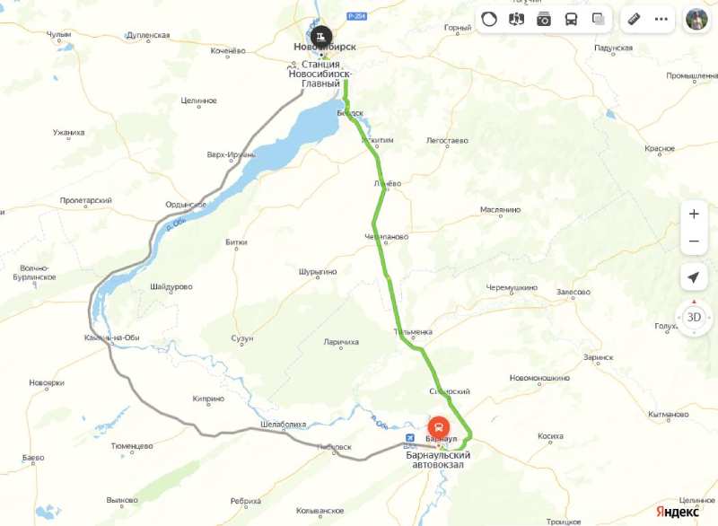 маршрут автобуса Барнаул Новосибирск