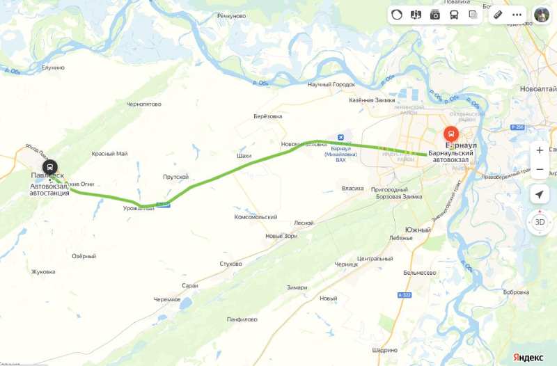 маршрут автобуса Барнаул Павловск