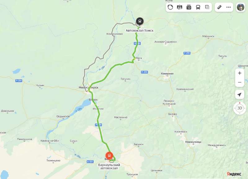 маршрут автобуса Барнаул Томск
