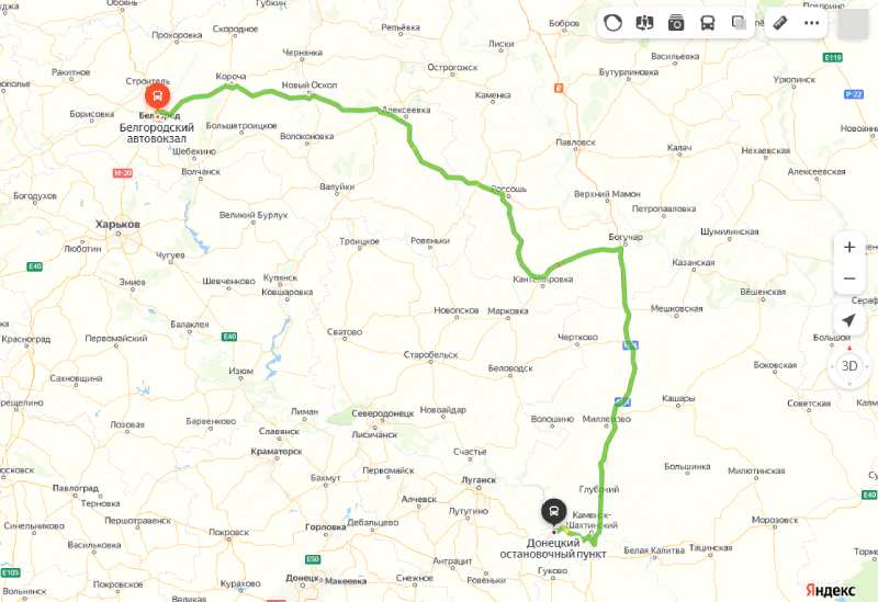 Белгород- Брянск карта