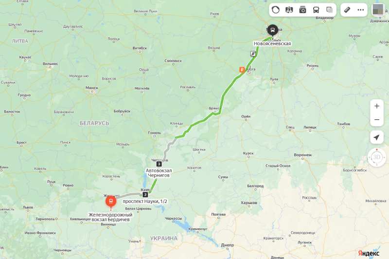 Бердичев - Москва карта