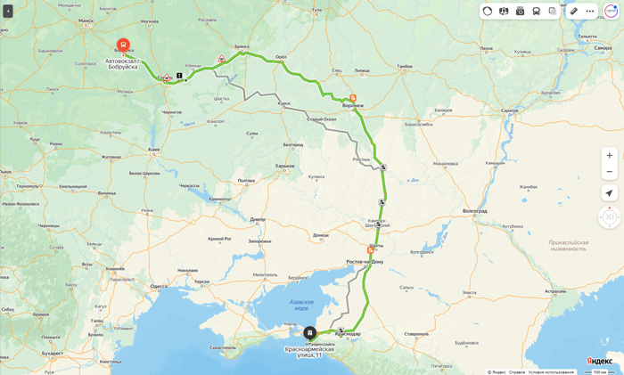 маршрут автобуса Бобруйск - Анапа