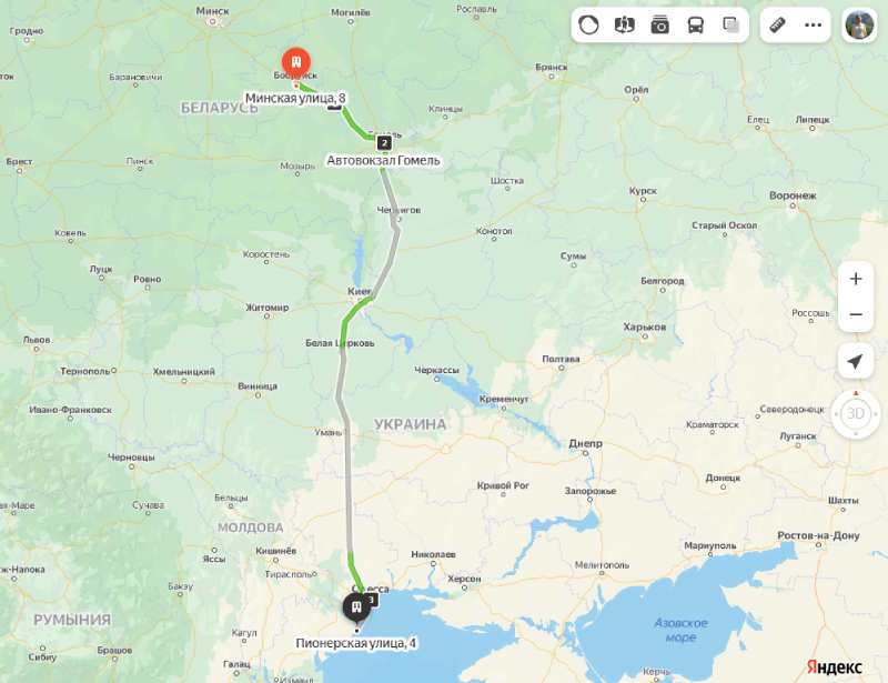 Бобруйск - Затока карта