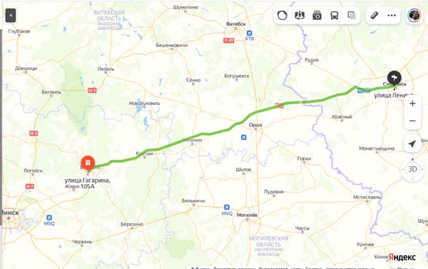 маршрут автобуса Борисов - Смоленск