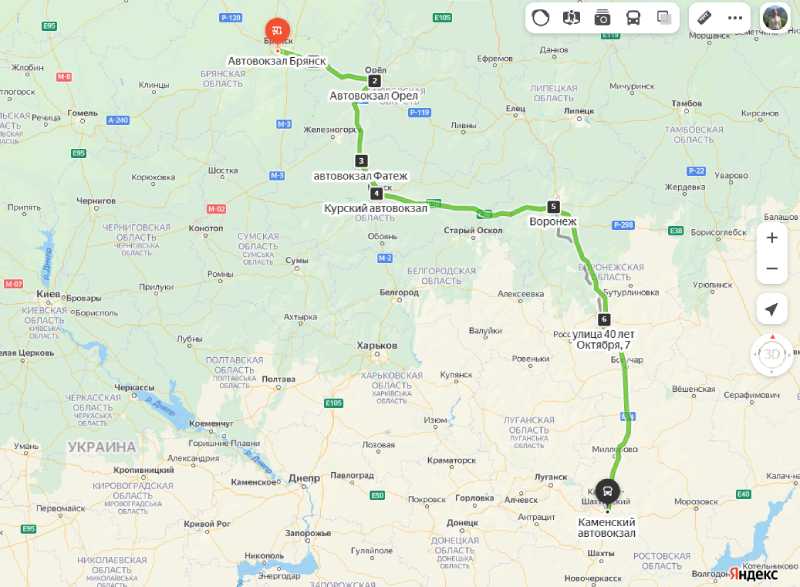 Брянск - Каменск-Шахтинский карта