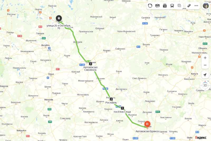 Брянск - Усвяты карта