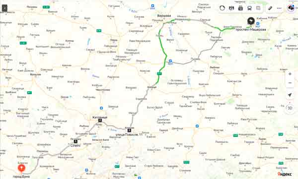 маршрут автобуса Брно Брест