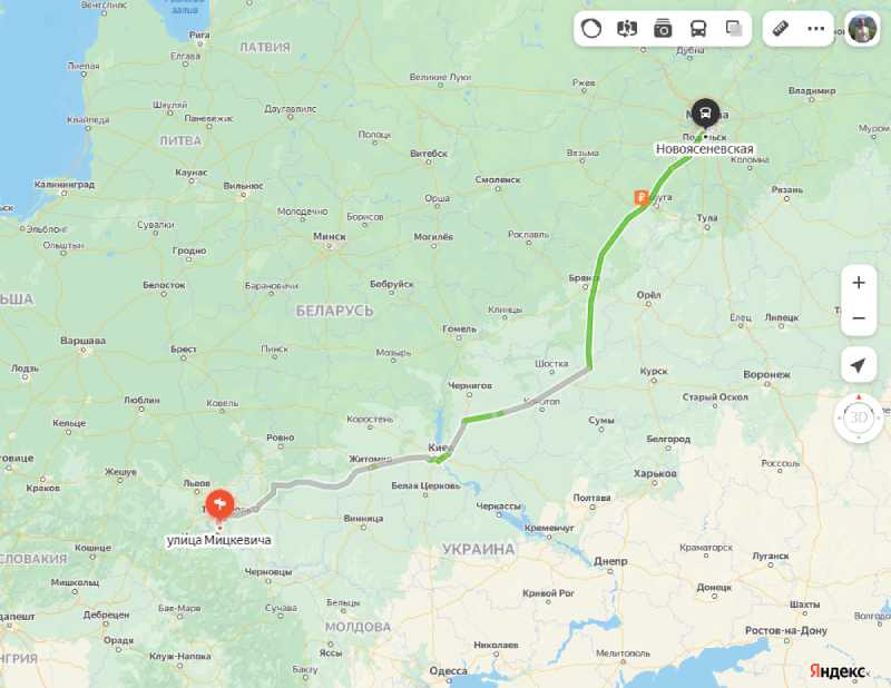 Бурштын - Москва карта