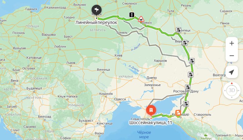 маршрут автобуса Евпатория - Минск