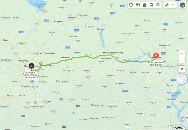 Чебоксары - Москва карта