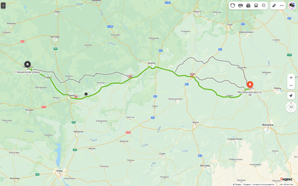 маршрут автобуса Елец - Бобруйск