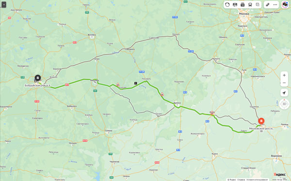 маршрут автобуса Елец - Минск