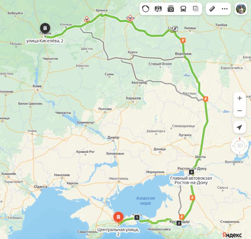 Феодосия - Гомель карта