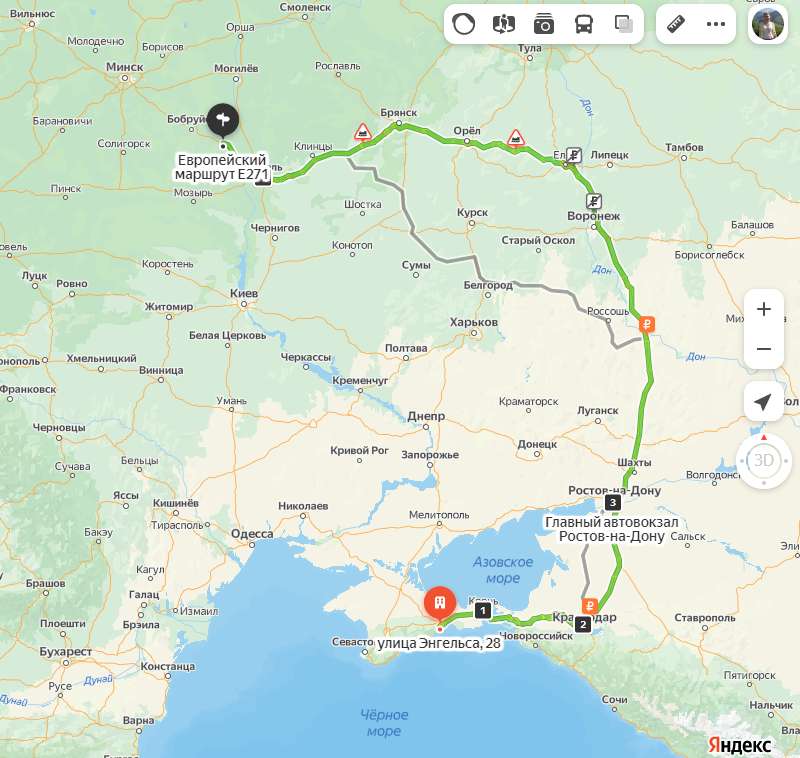 Феодосия - Жлобин карта