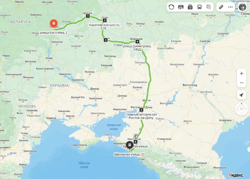 Гомель - Архипо-Осиповка карта