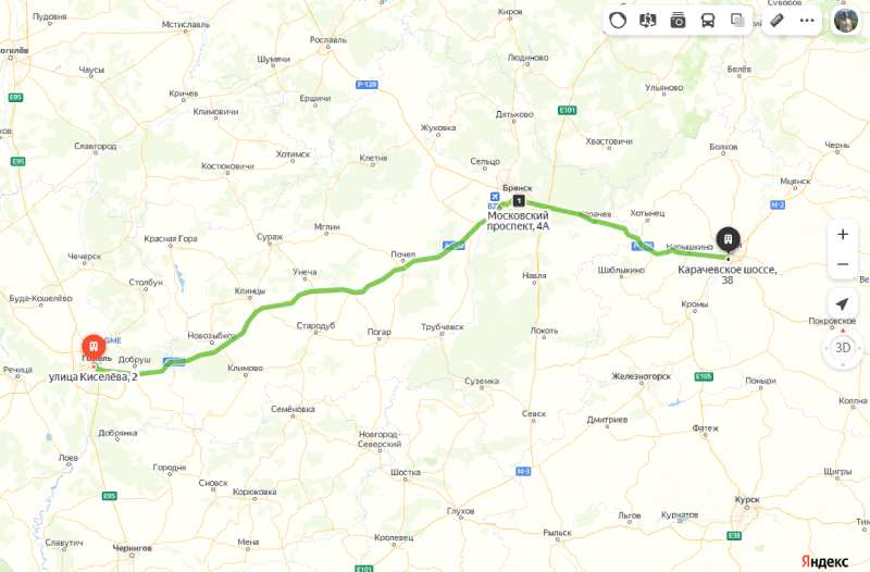 Гомель - Орел карта