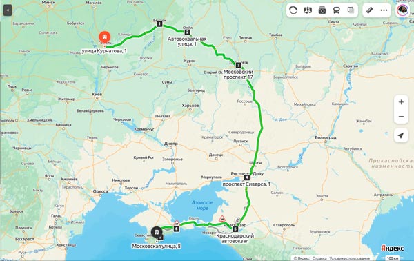 маршрут автобуса Гомель Ялта