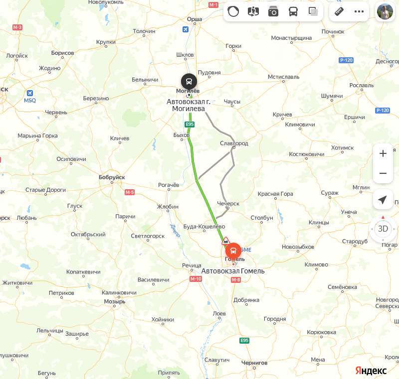 Гомель - Могилев карта