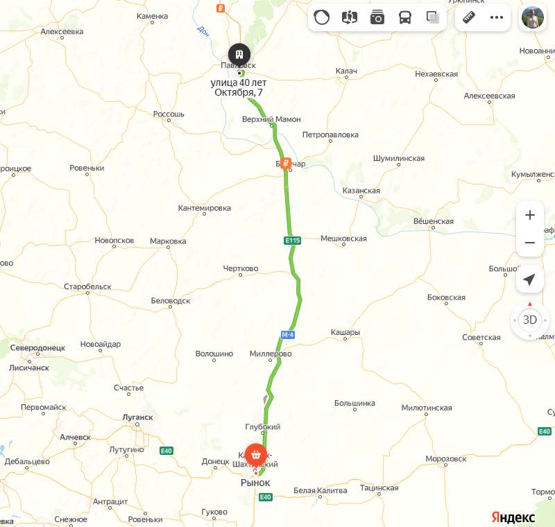 Каменск-Шахтинский - Павловск карта
