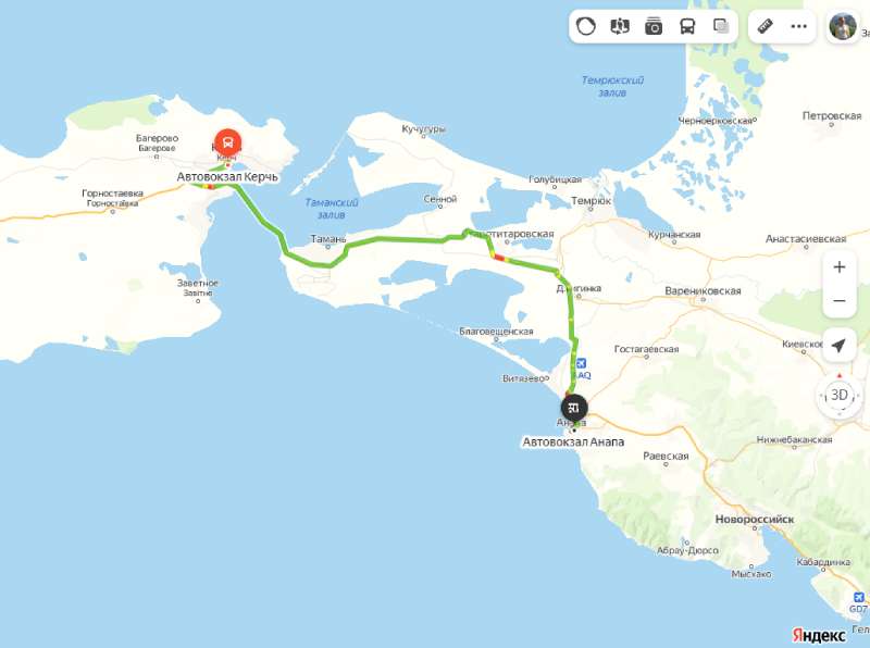 Керчь - Анапа карта