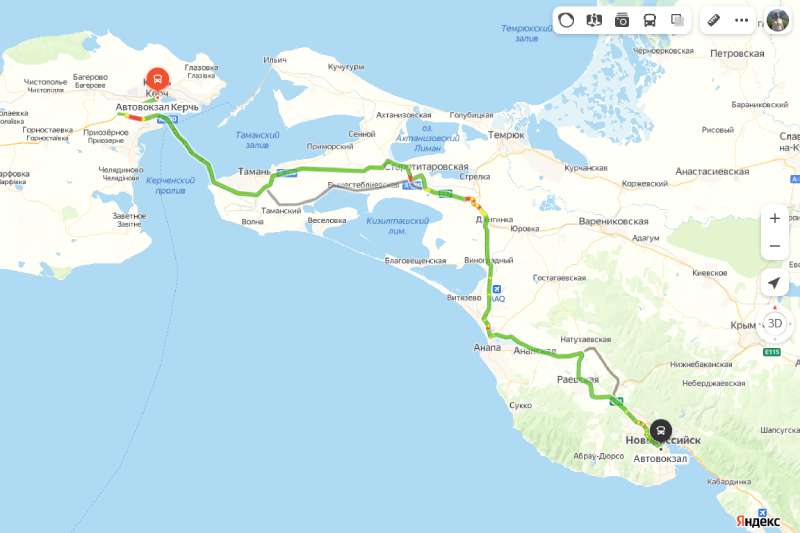Керчь - Новороссийск карта
