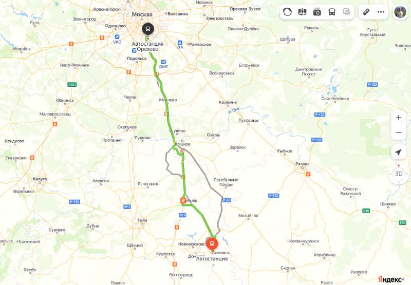 Кимовск - Москва карта