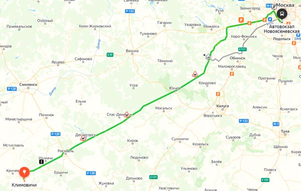 маршрут автобуса Климовичи Москва