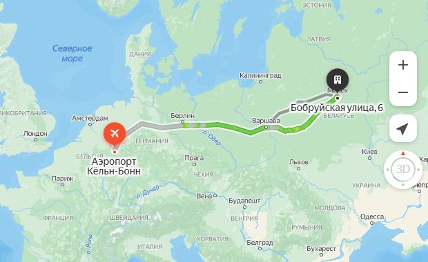 маршрут автобуса Кельн Минск