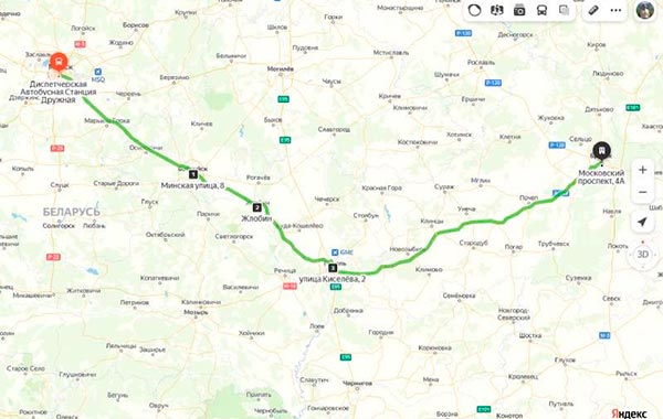 маршрут автобуса Минск Брянск