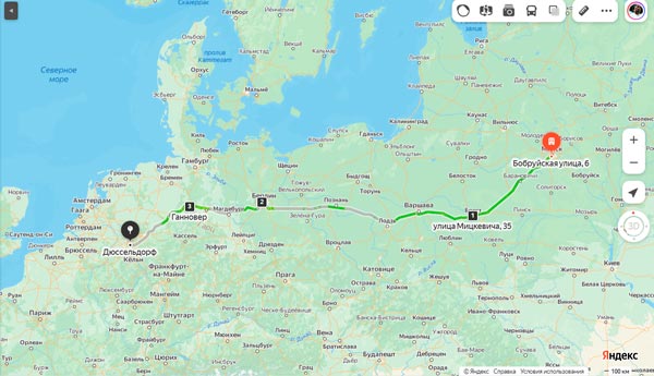 маршрут автобуса Минск - Дюссельдорф