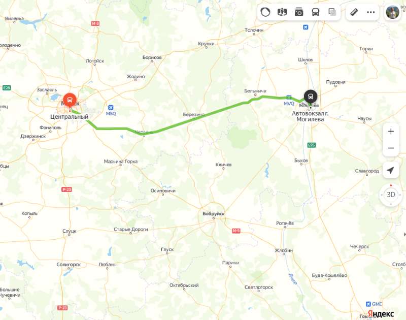 маршрут автобуса Минск Могилев