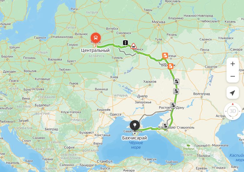 маршрут автобуса Минск - Бахчисарай