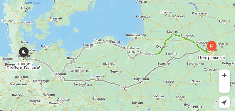 маршрут автобуса Минск - Гамбург