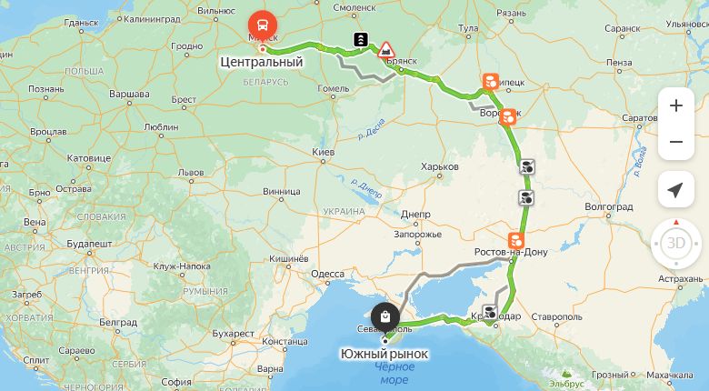 маршрут автобуса Минск - Севастополь
