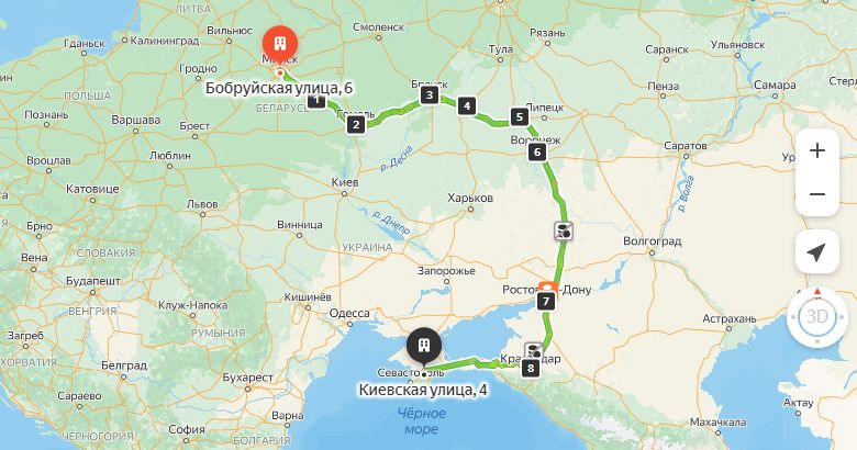 маршрут автобуса Минск - Симферополь