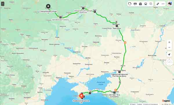 маршрут автобуса Мисхор Бобруйск