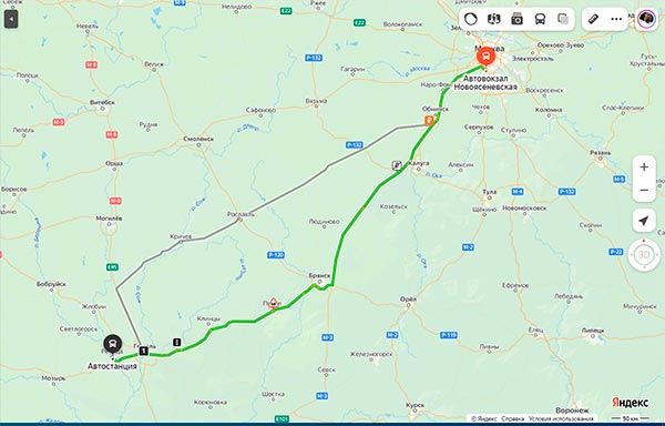 маршрут автобуса Москва Речица
