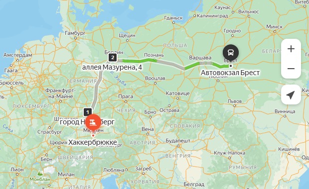 маршрут автобуса Мюнхен – Брест