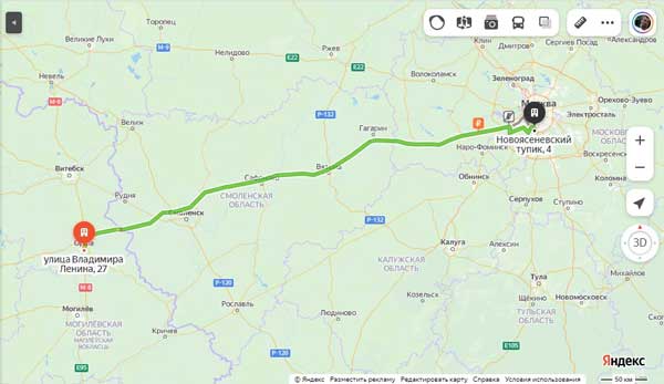 маршрут автобуса Орша Москва