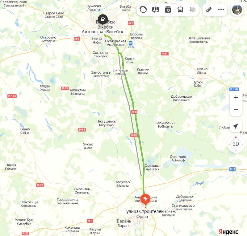 Витебск - Орша карта